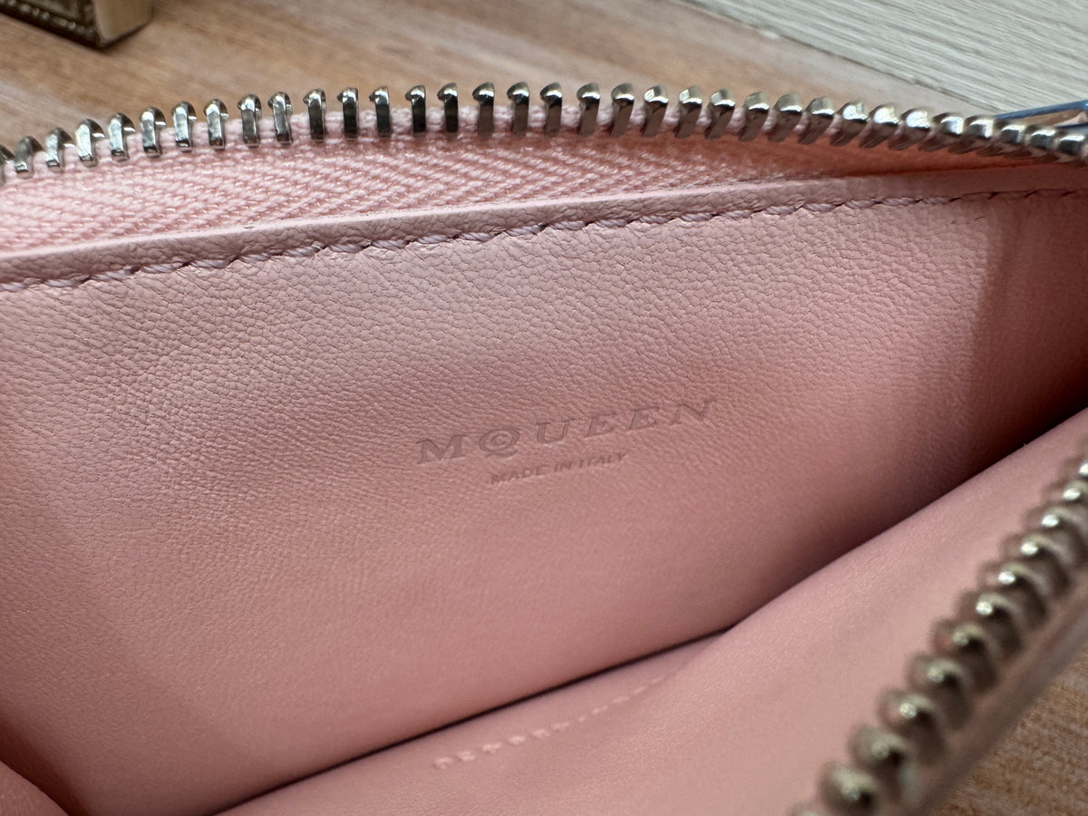 7454 - Alexander McQueen Zip-Top Card Holder in Pink - NWT