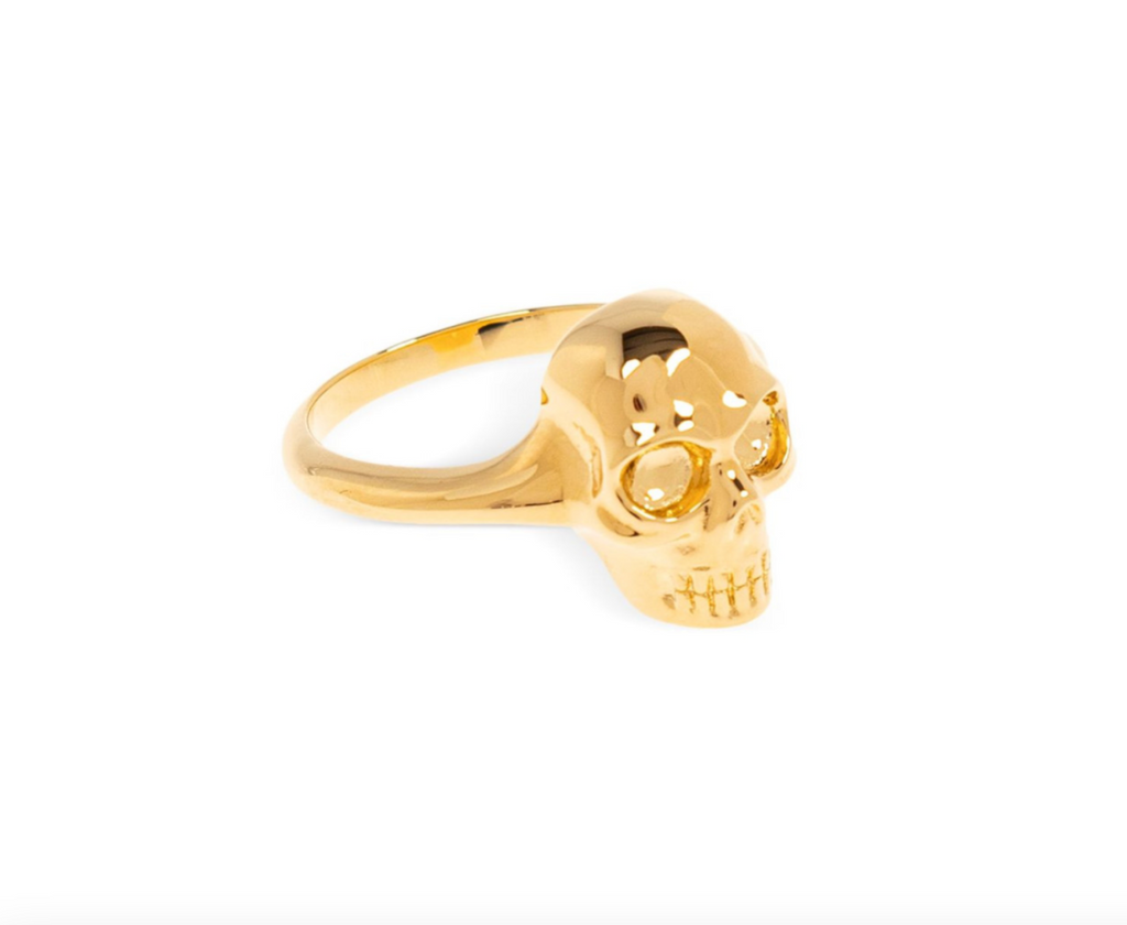 6591 - Alexander Mcqueen Skull Ring Gold - Size 13