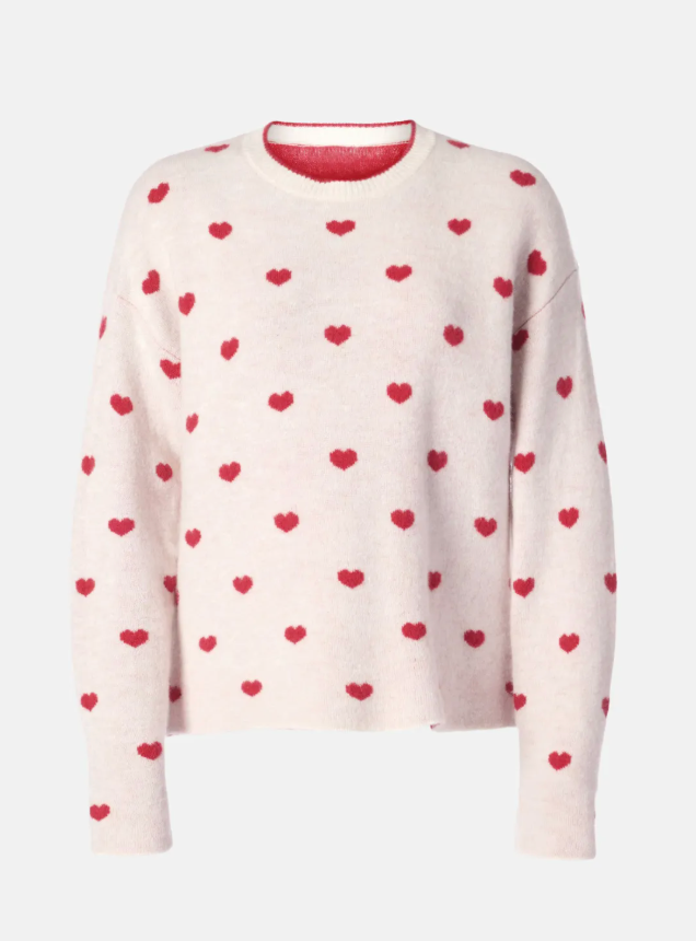 Splendid Lolly Hearts Jacquard Sweater - Size L - NWT