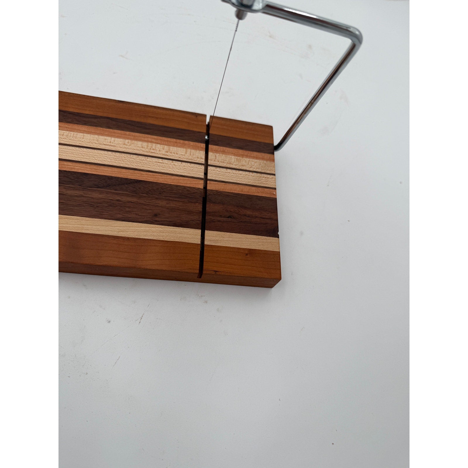 Handcrafted Laminated Hardwood Cheese Cutter, 14x6 Board, Stainless Steel, Replaceable Wire