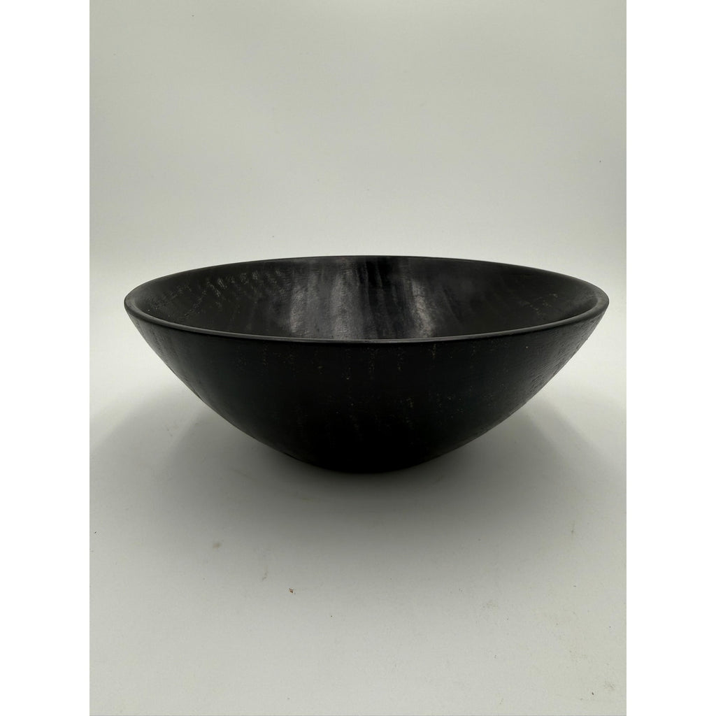 Hand Turned Black Oak Wood Bowl 9.75 x 3.25, food safe finish, handmade, decorative serving, salad or fruit
