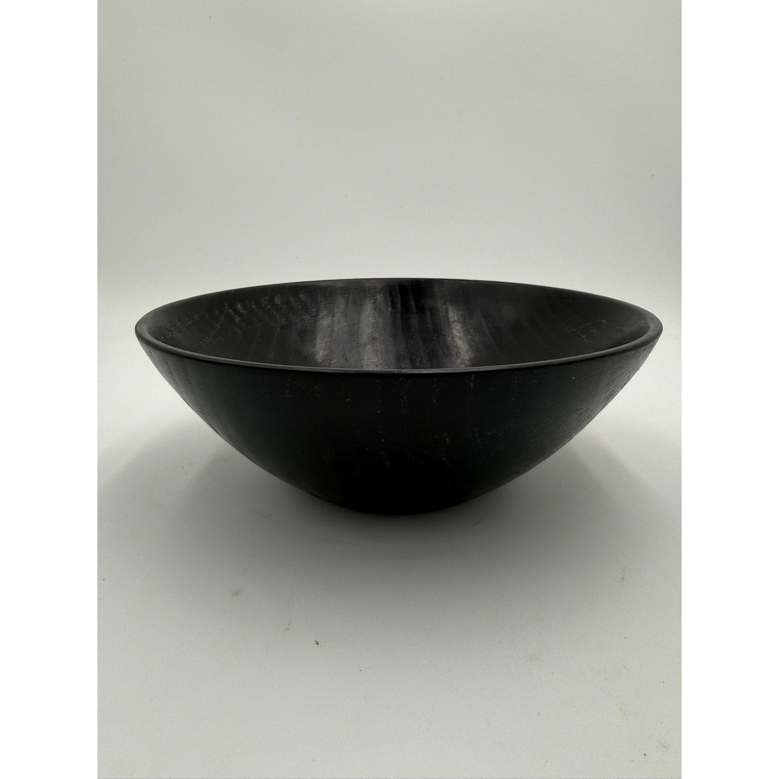 Hand Turned Black Oak Wood Bowl 9.75 x 3.25, food safe finish, handmade, decorative serving, salad or fruit