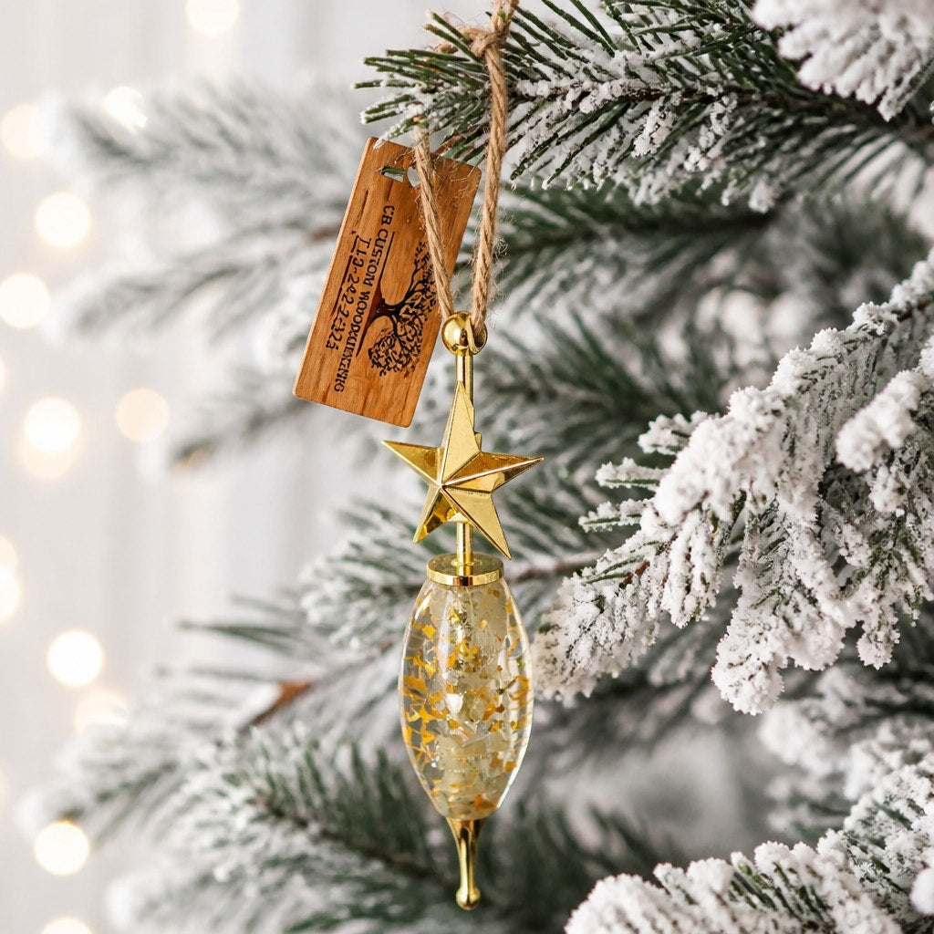 Hand Turned Christmas Ornament Collection, Wood and Epoxy, 2.5 Inch, One of a Kind