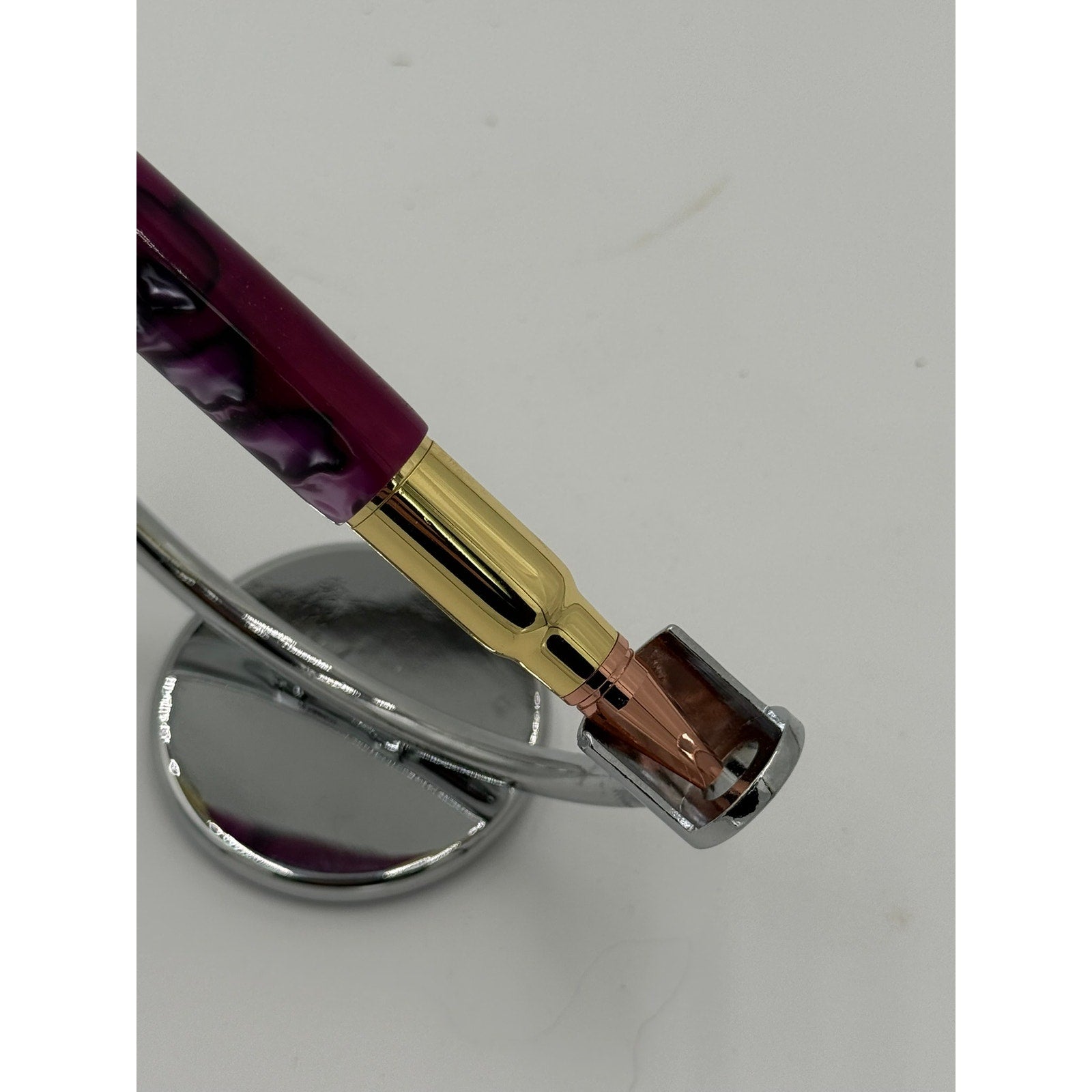 Purple Hand Turned Executive Rollerball Pen, epoxy barrel, smooth gel ink, gold hardware, gift boxed