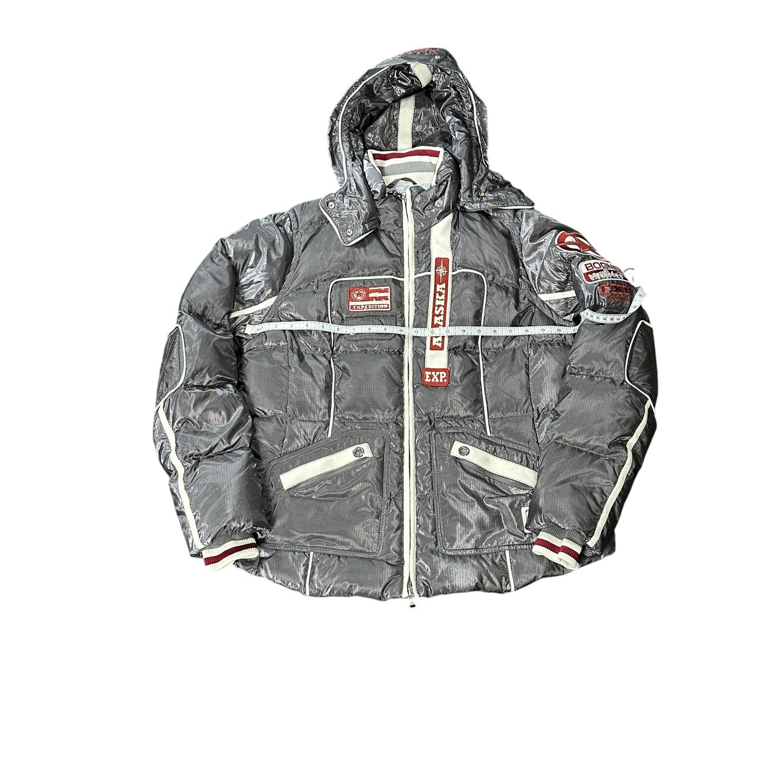 Bogner Metallic Silver Down Feather Ski Coat Size 46 Excellent