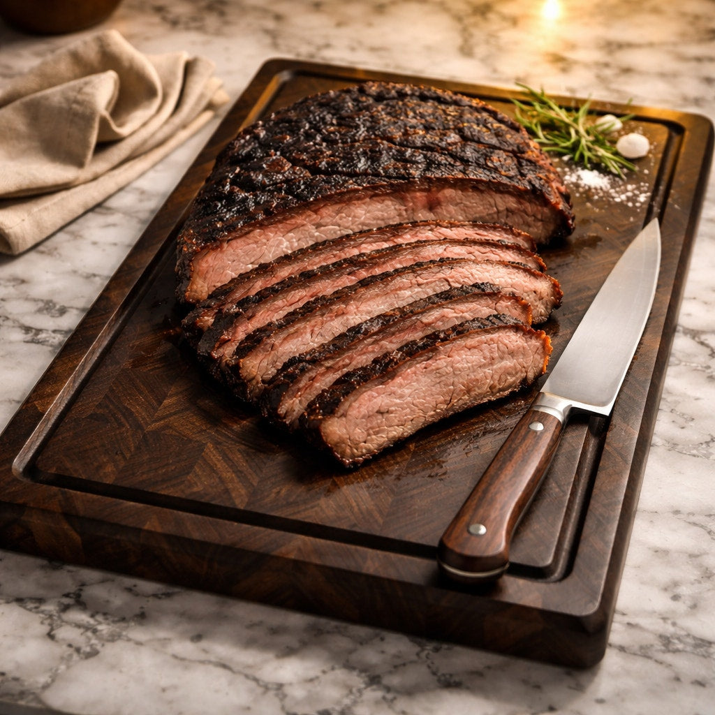 Walnut End Grain Carving Board for BBQ Feasts, extra large size, drip groove, dual grips, 20.25x12.25x1.25, chef quality