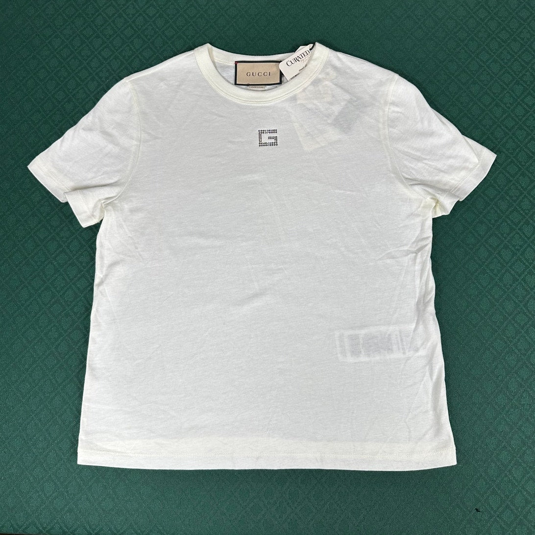 Gucci Square G Embellished Cotton T-Shirt Size L NWT Made in Italy