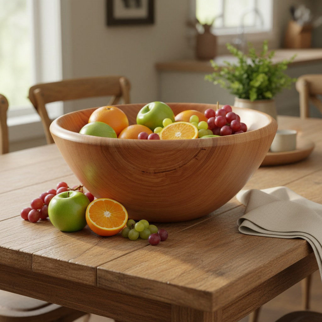Hand Turned Wood Bowl, Black Cherry Deep Salad Bowl, Handmade Hardwood, Food Safe Bowl, Unique High Quality