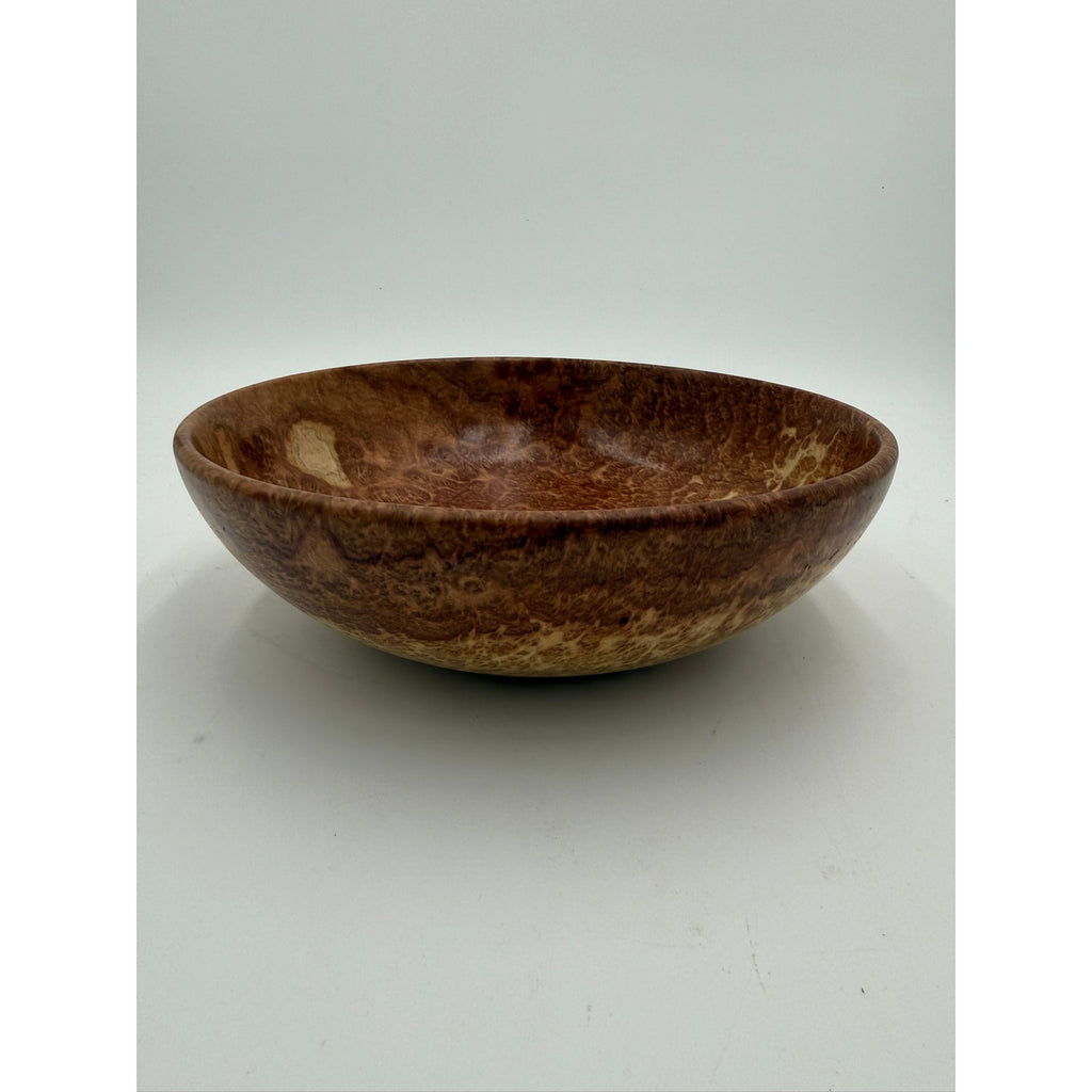 Hand Turned Red Mallee Burl Wood Bowl, 9.5 x 2.75 inches, food safe finish, handmade salad or fruit bowl, decorative centerpiece