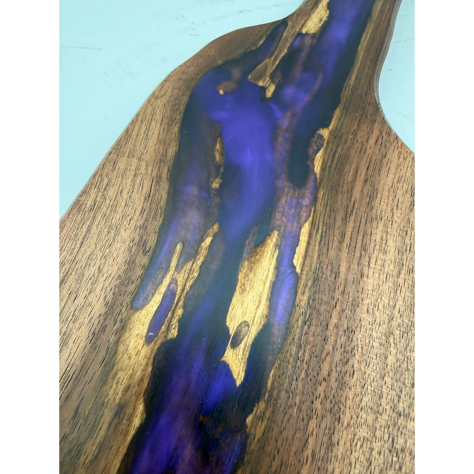 Walnut Charcuterie Board with Purple Epoxy, 20.5 x 5.5 x 7/8, food safe finish, handcrafted serving board