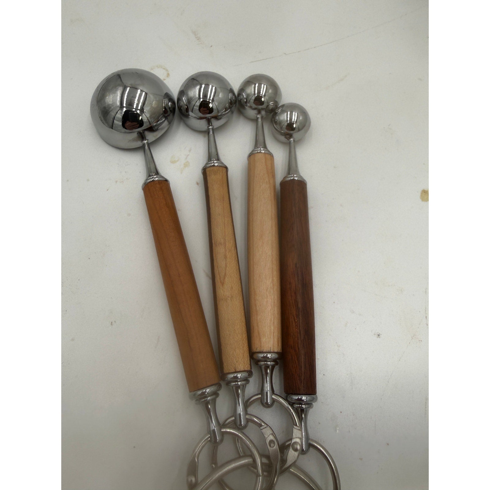 Handcrafted Wooden Measuring Spoons, Set of 4, Lacewood Handles, Tbsp to 1/4 Tsp, SKU 1423