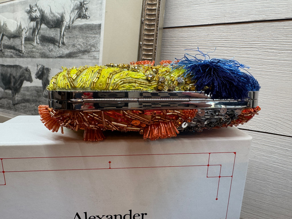 6133 - Alexander McQueen Four Ring Patchwork Sequins Box Clutch Bag - Retail $4590