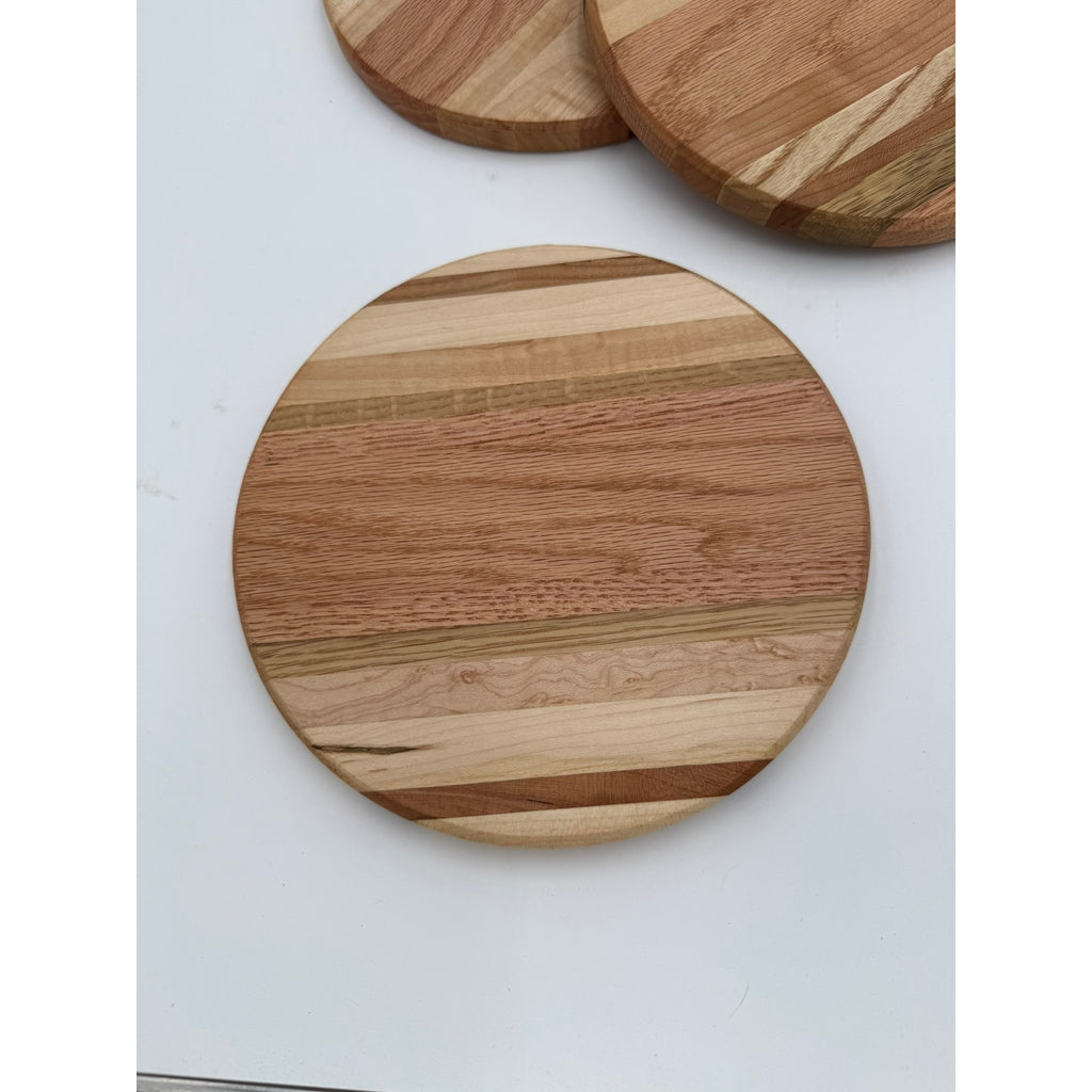Handmade Mixed Hardwood Round Trivet, heat resistant, kitchen pot holder, solid wood board, hot dish mat, housewarming gift