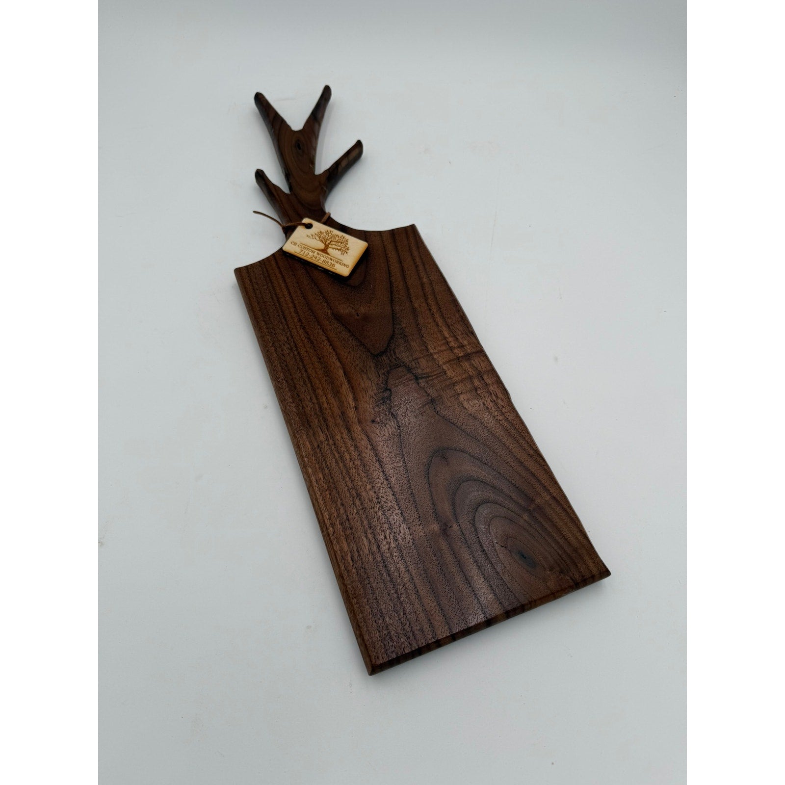 Walnut Charcuterie Board with Twig Handle, 25x7x1, food safe finish, serving tray, cheese board, handmade