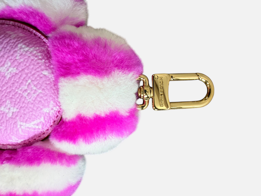 CURATED by Kira Louis Vuitton Vivienne Fashionista bag charm in pink mink fur and leather with gold-toned snap hook