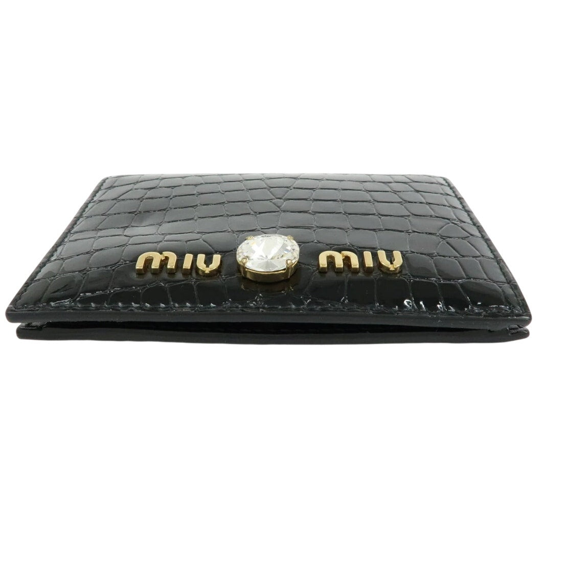 MIU MIU embossed patent leather bi-fold compact wallet