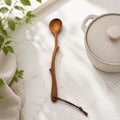 Ash Wooden Spoon with Tree Branch Handle, 9 Inch Long, Food Safe, SKU 1466