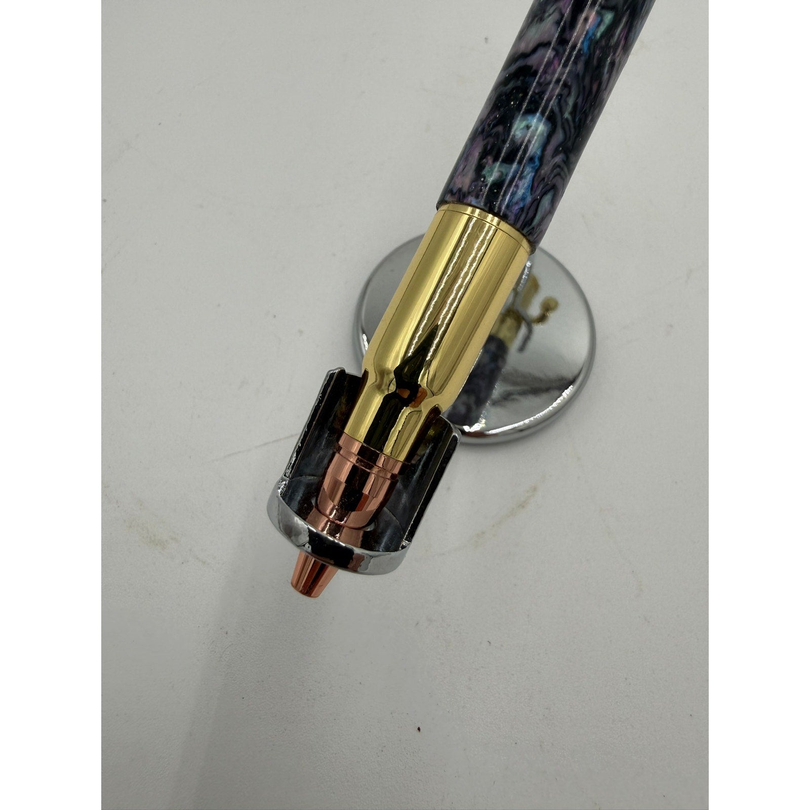 Hand Turned Purple Epoxy Bolt Action Pen, rollerball refill, executive writing gift, smooth ink, handmade USA