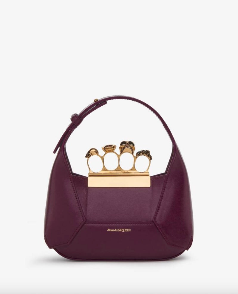 6979 - Alexander McQueen Jewelled Mini Hobo - Burgundy calfskin - NIB