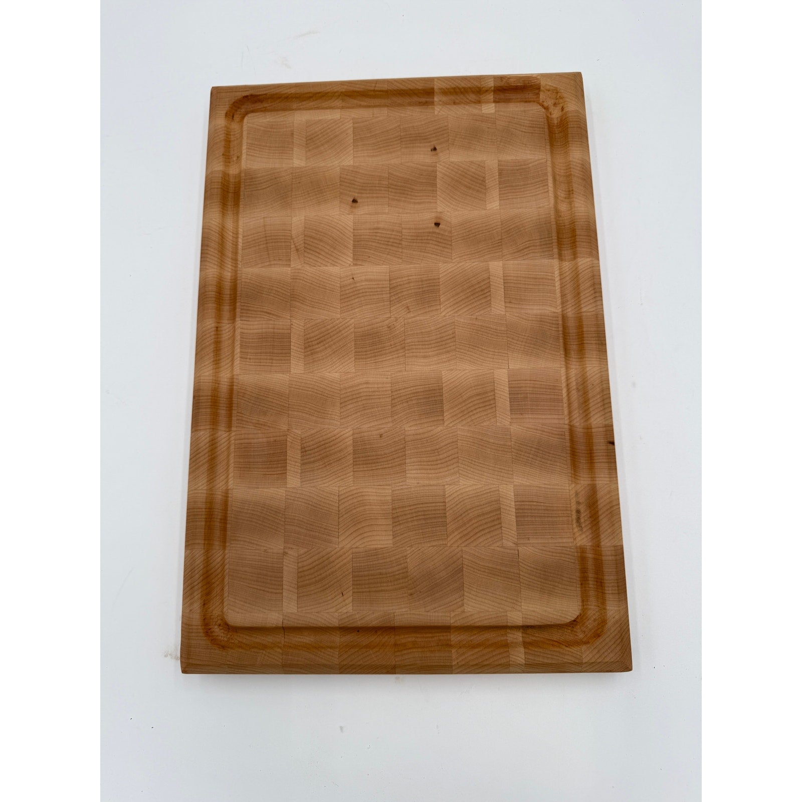 Large Maple Butcher Block Cutting Board, 18x12x1.5, end grain, reversible with groove, flat prep surface, handmade in USA