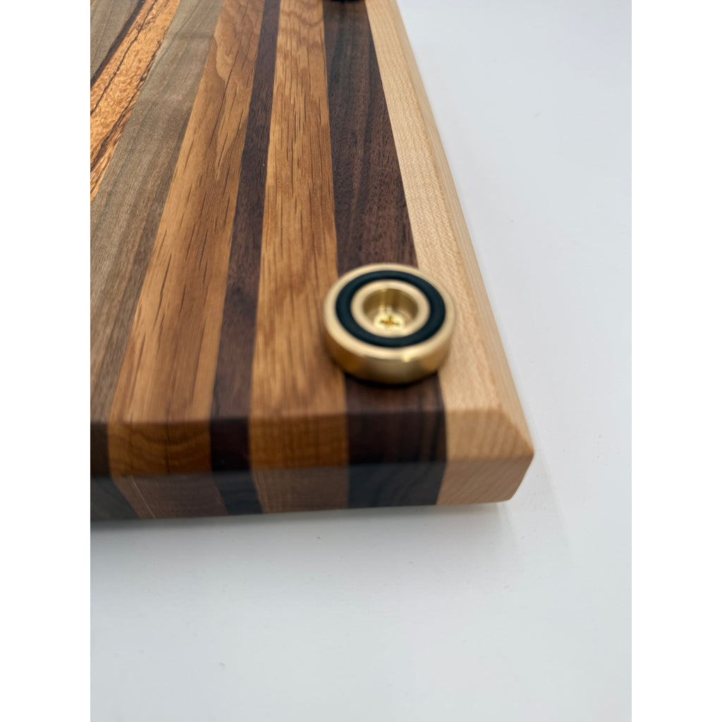 Handcrafted Edge Grain Cutting Board, Walnut Maple White Oak Tigerwood, 11.75 x 9.5 x 1.5 Inch