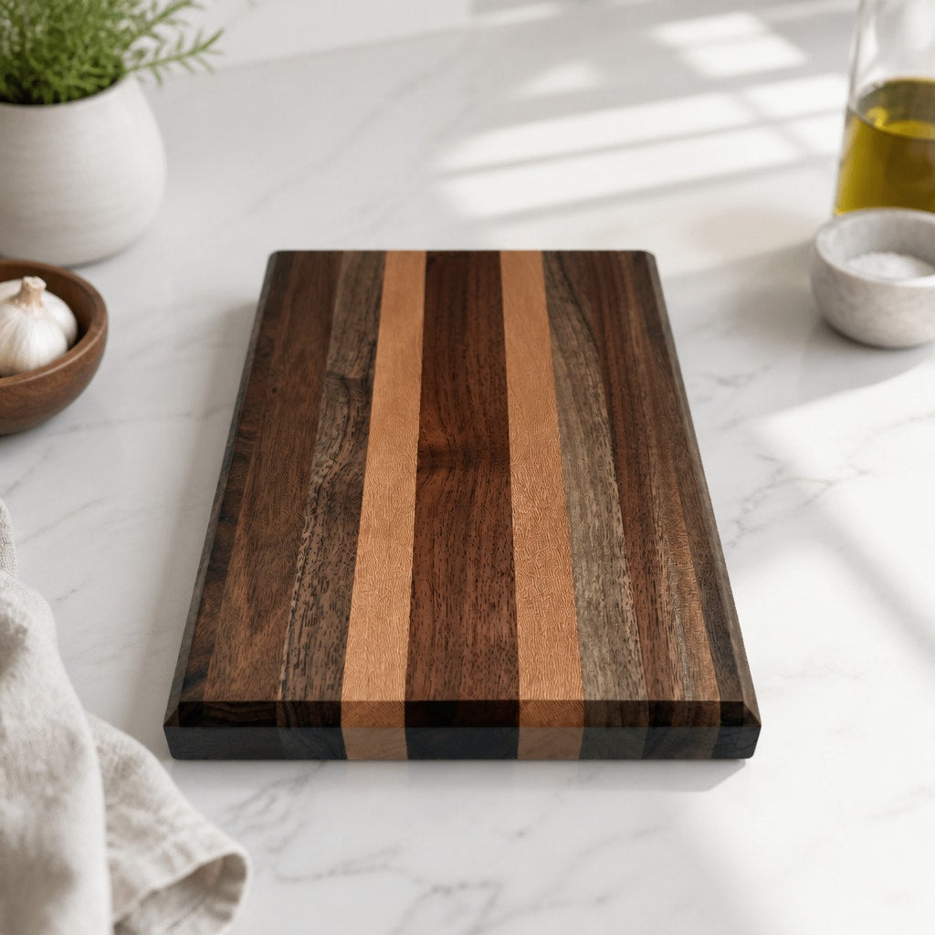 Walnut and Sycamore Cutting Board, Edge Grain, 12x8x1.5 Inch, Hand Crafted, SKU 1480