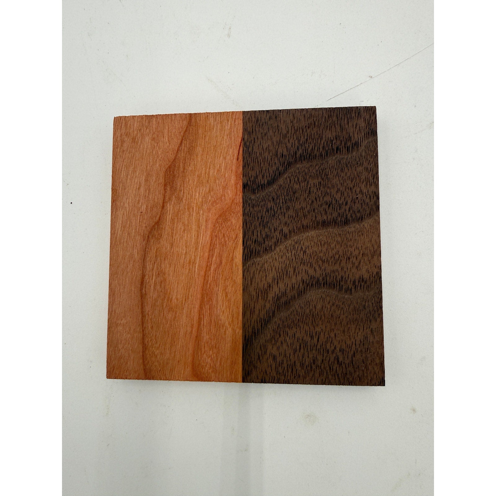 Handcrafted Hardwood Coaster Set of Four, dual-wood design, optional stand, choice of patterns and woods, 4x4 or 4.25x4.25