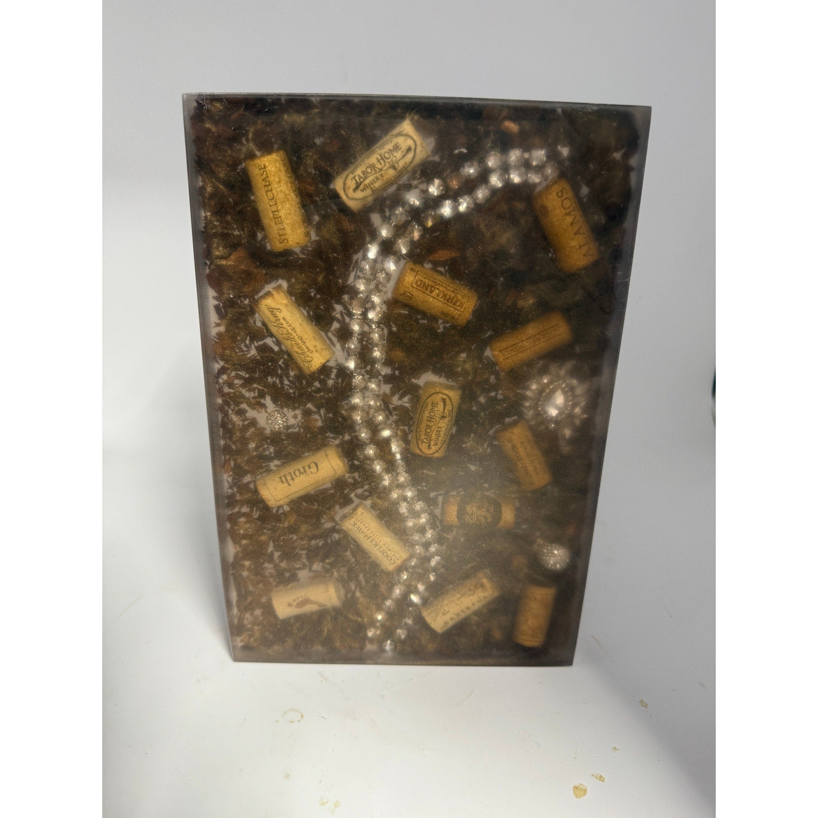 Handcrafted Epoxy Charcuterie Board, Wine Corks, Jewelry Inlay, Walnut Sawdust, SKU 1434