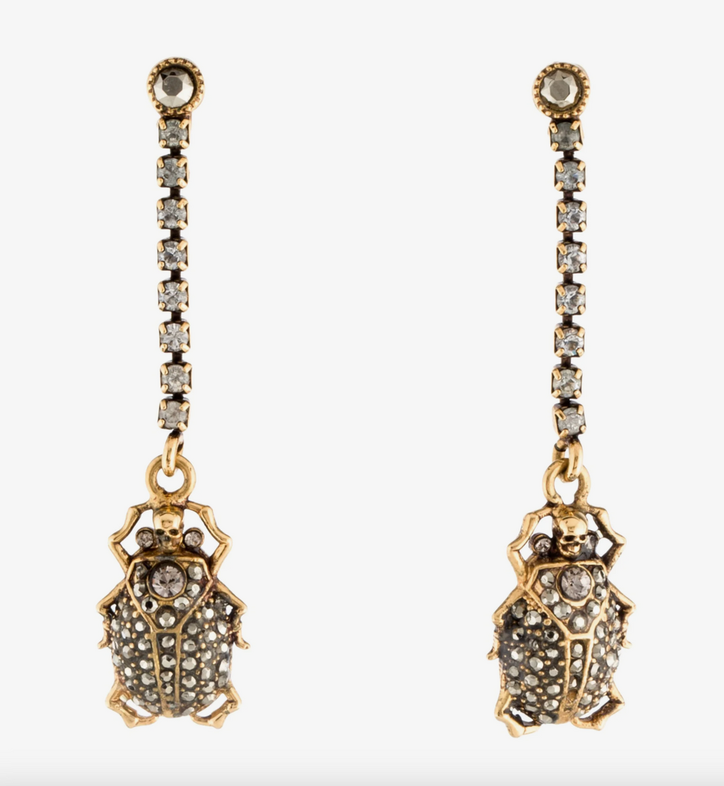 6659 - Alexander McQueen Crystal Beetle Drop Earrings