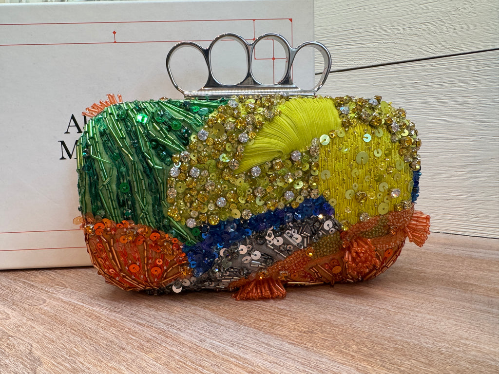 6133 - Alexander McQueen Four Ring Patchwork Sequins Box Clutch Bag - Retail $4590