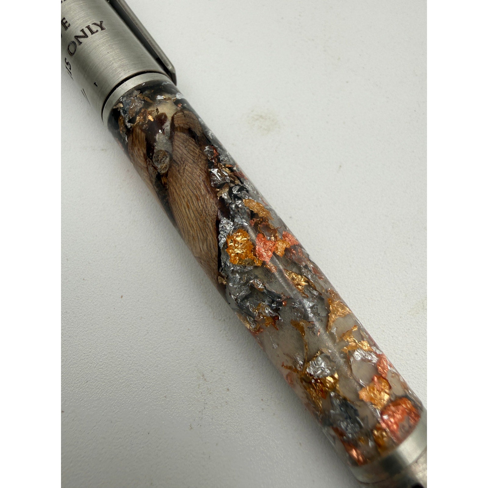 Premium Hand Turned Christian Pen, grapevine and clear epoxy body, metal cap engraved John 3:16, luxury writing gift for him