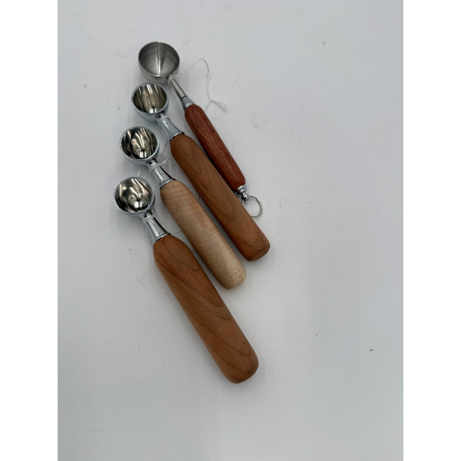 Hand Turned Wood Handle Coffee Scoop, stainless steel head, food safe finish, 1 tablespoon measure, barista gift