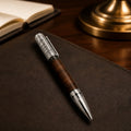 Handcrafted Walnut Epoxy Pen with Scripture, Matthew 17:20 engraved cap, premium metal accents, smooth refillable
