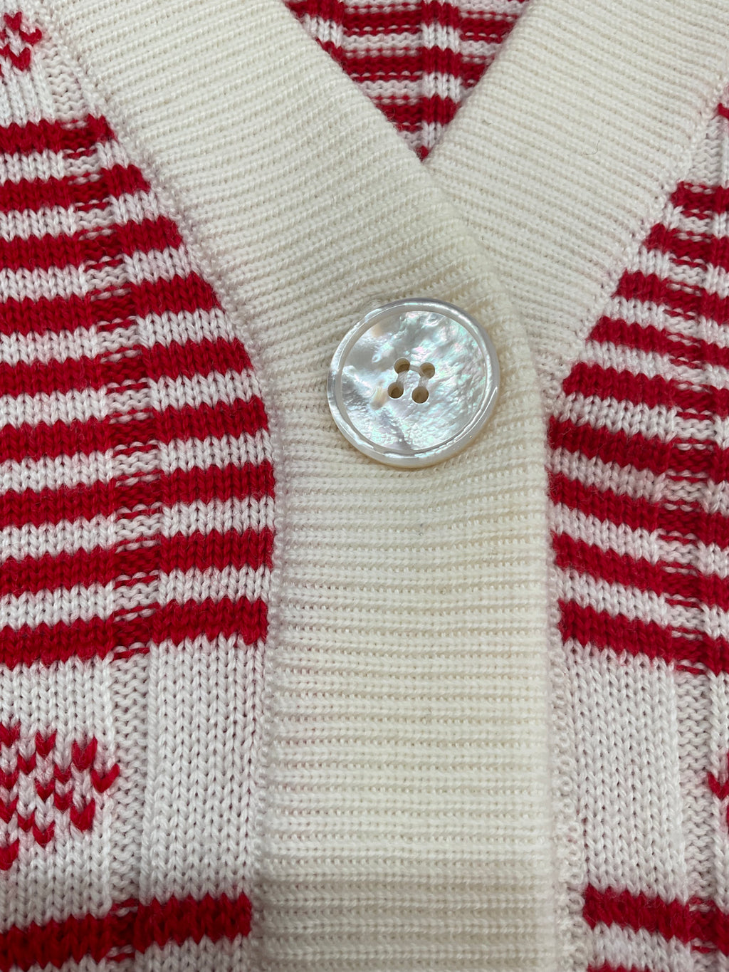 Miu Miu Wool Patterned Cardigan - Red & Cream  - Size 42 IT