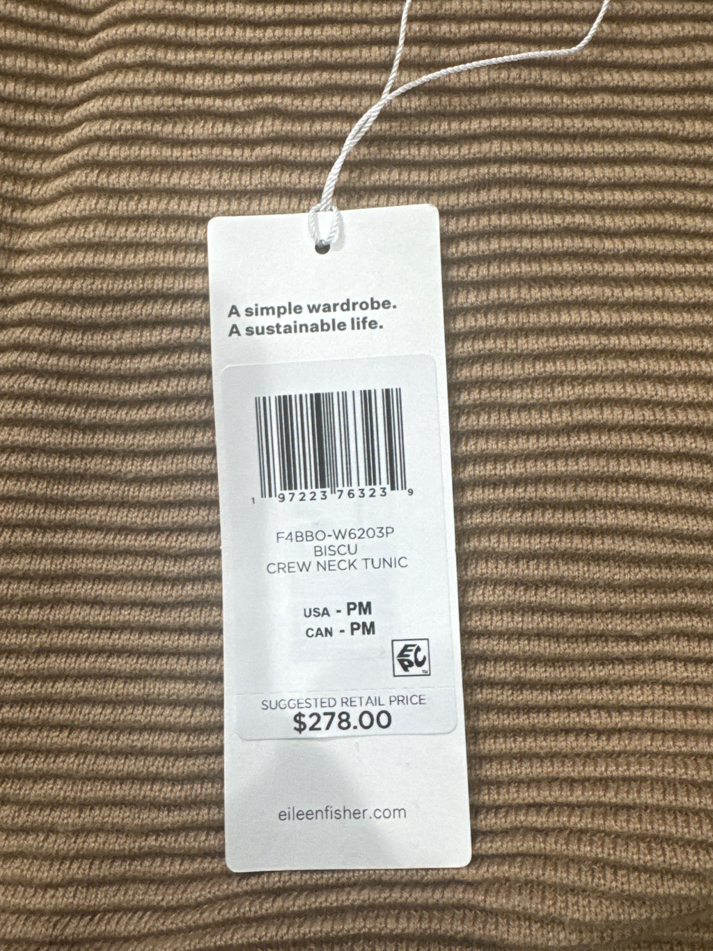 5668 - Eileen Fisher Crew Neck Tunic - Size M - NWT - Retail $278