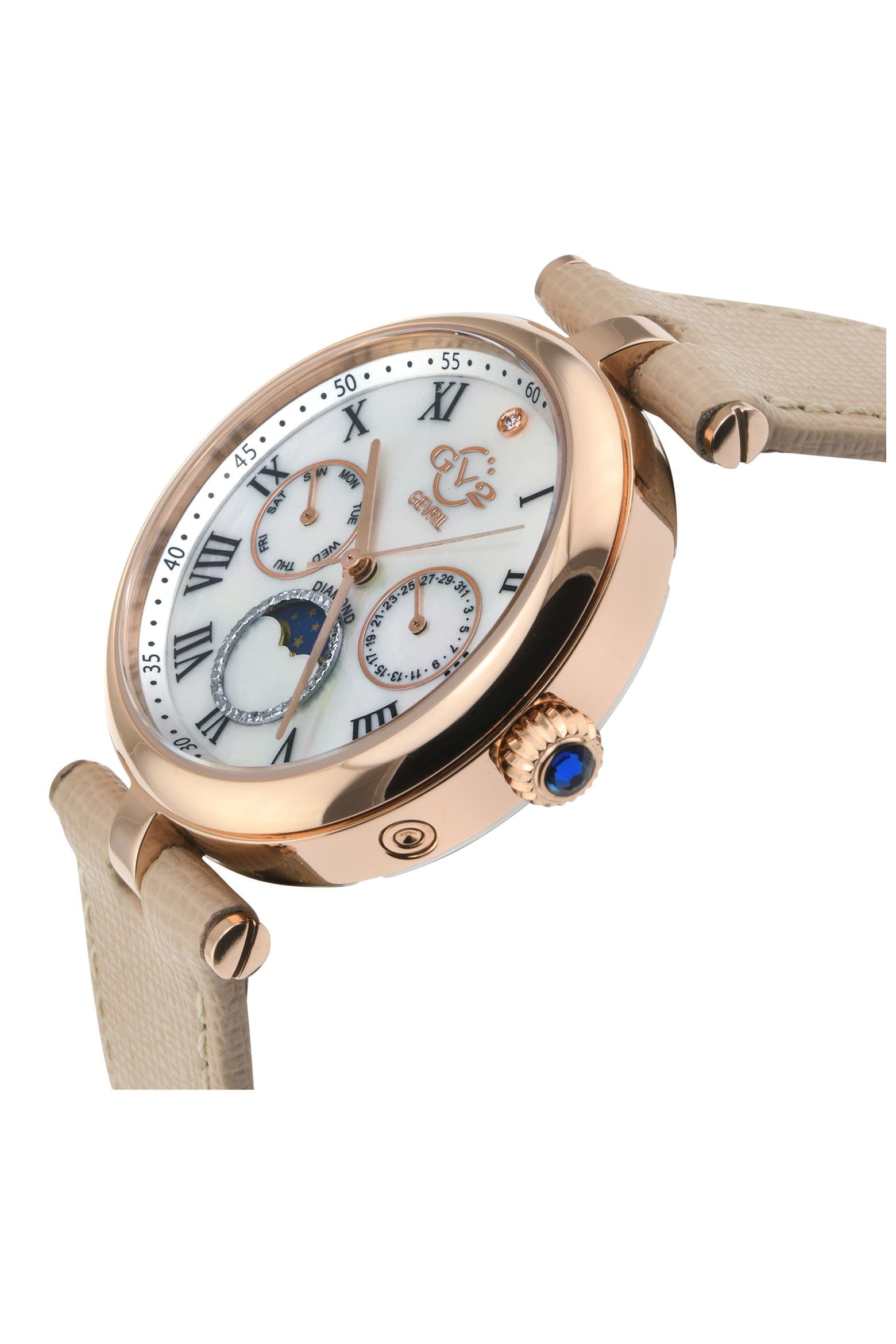 Florence Mother of Pearl Dial Diamond Leather Strap Watch, 36mm - 0.009ct.