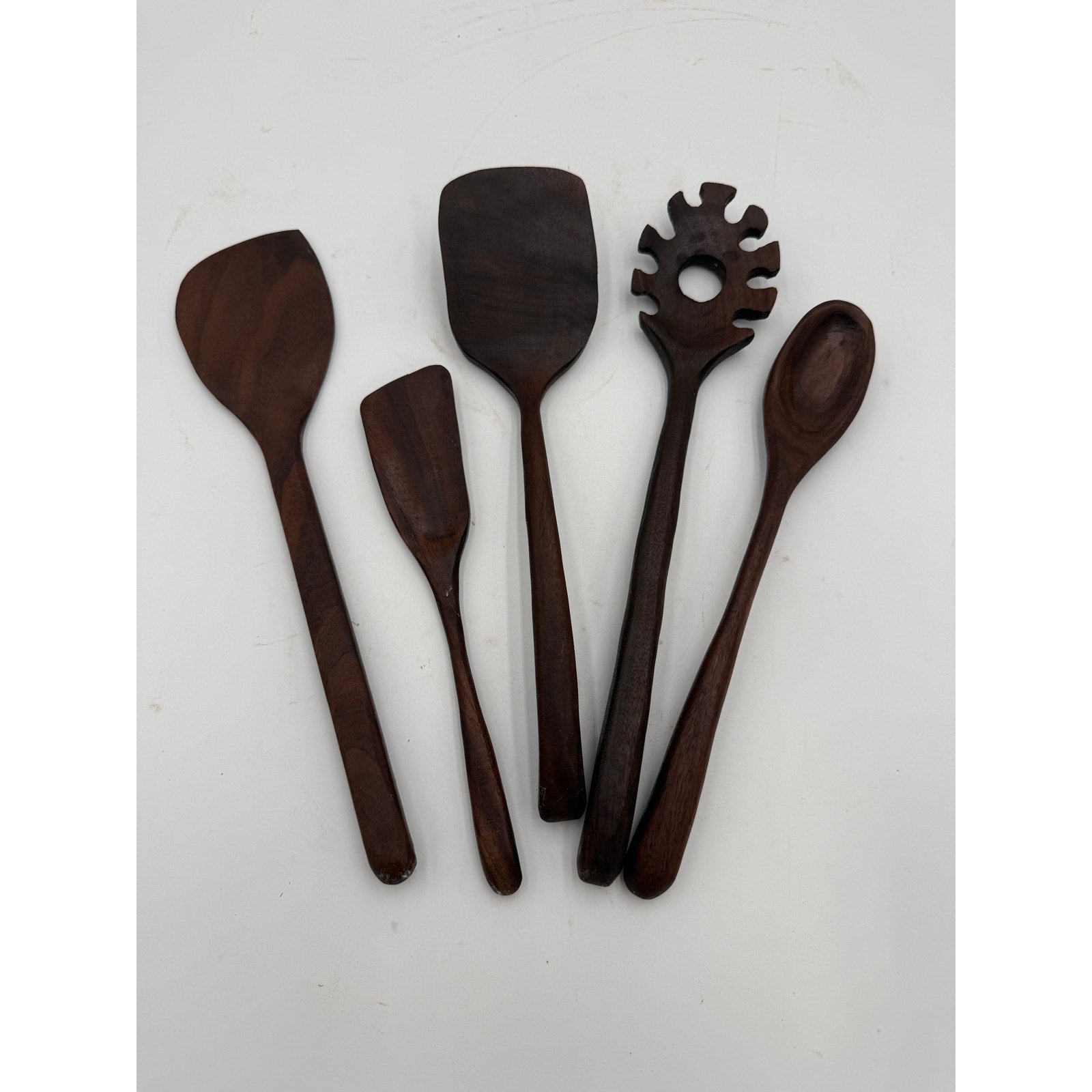 Walnut Cooking Tools Set for Everyday Kitchens, 5 piece bundle, spatulas and spoons, handmade, eco finish, gift ready