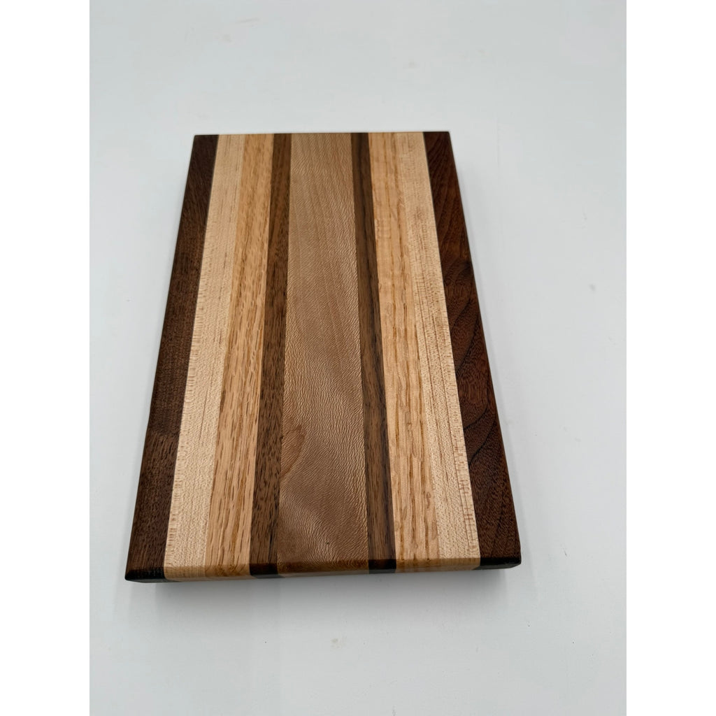 Compact Handmade Wood Cutting Board for Chefs, 11.75 x 7.5 x 1.5, edge grain, assorted hardwood mix, board oil conditioned