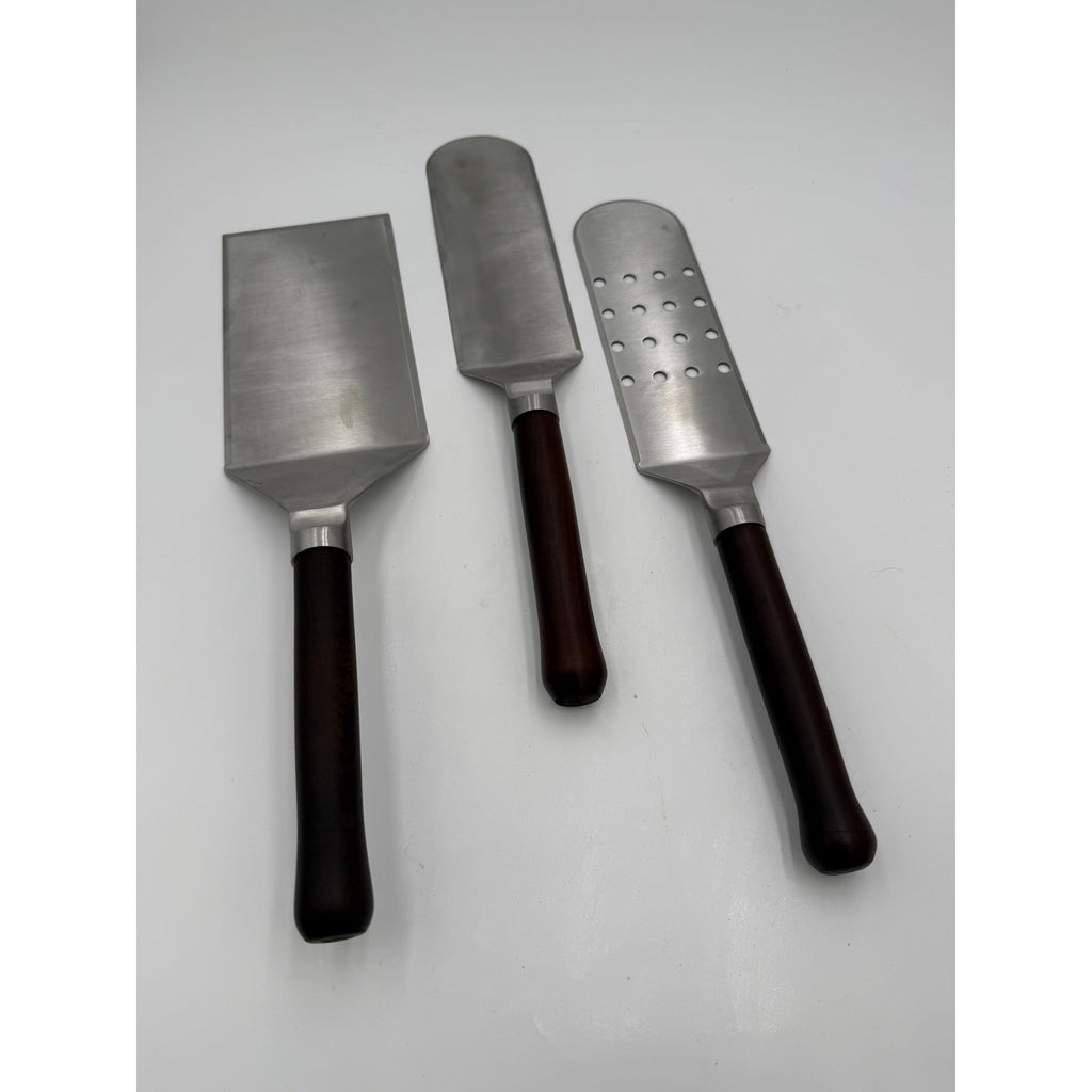 Handcrafted Griddle Spatula Set of 3, Roasted Maple Handles, Stainless Steel Blades, Gift Box