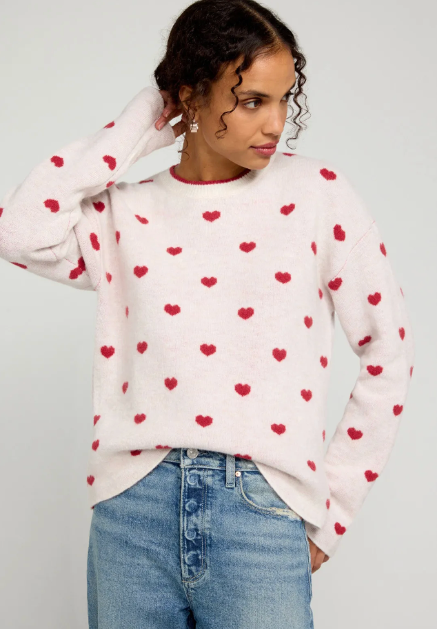Splendid Lolly Hearts Jacquard Sweater - Size L - NWT