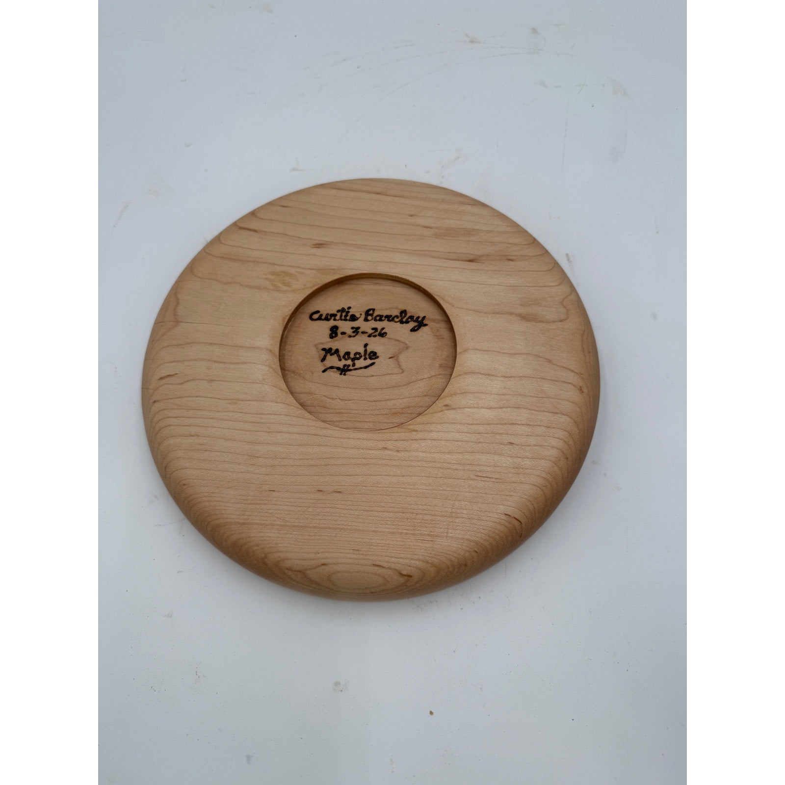 Hand Turned Maple Serving Tray, 10x1.25 Inch, Food Safe Finish, SKU 1413