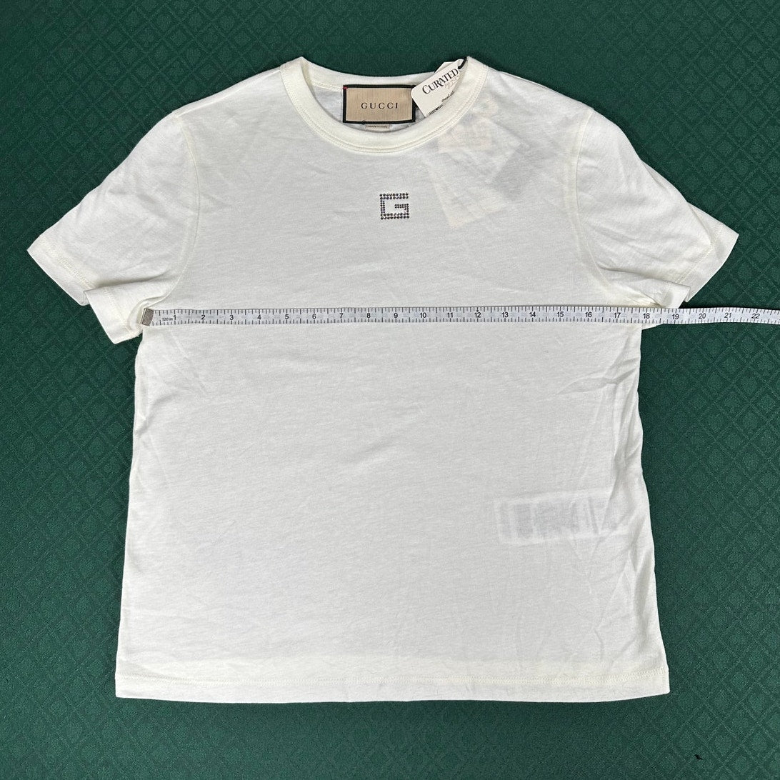 Gucci Square G Embellished Cotton T-Shirt Size L NWT Made in Italy