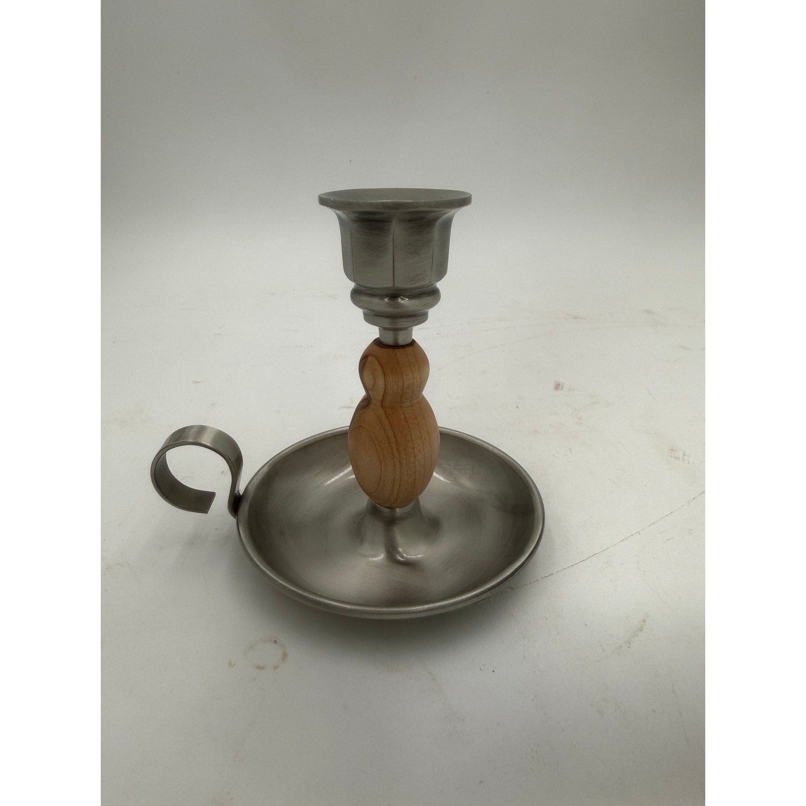Hand Turned Wood Candle Holder, Brushed Satin Finish, 4 x 4 Inch, Hand Crafted