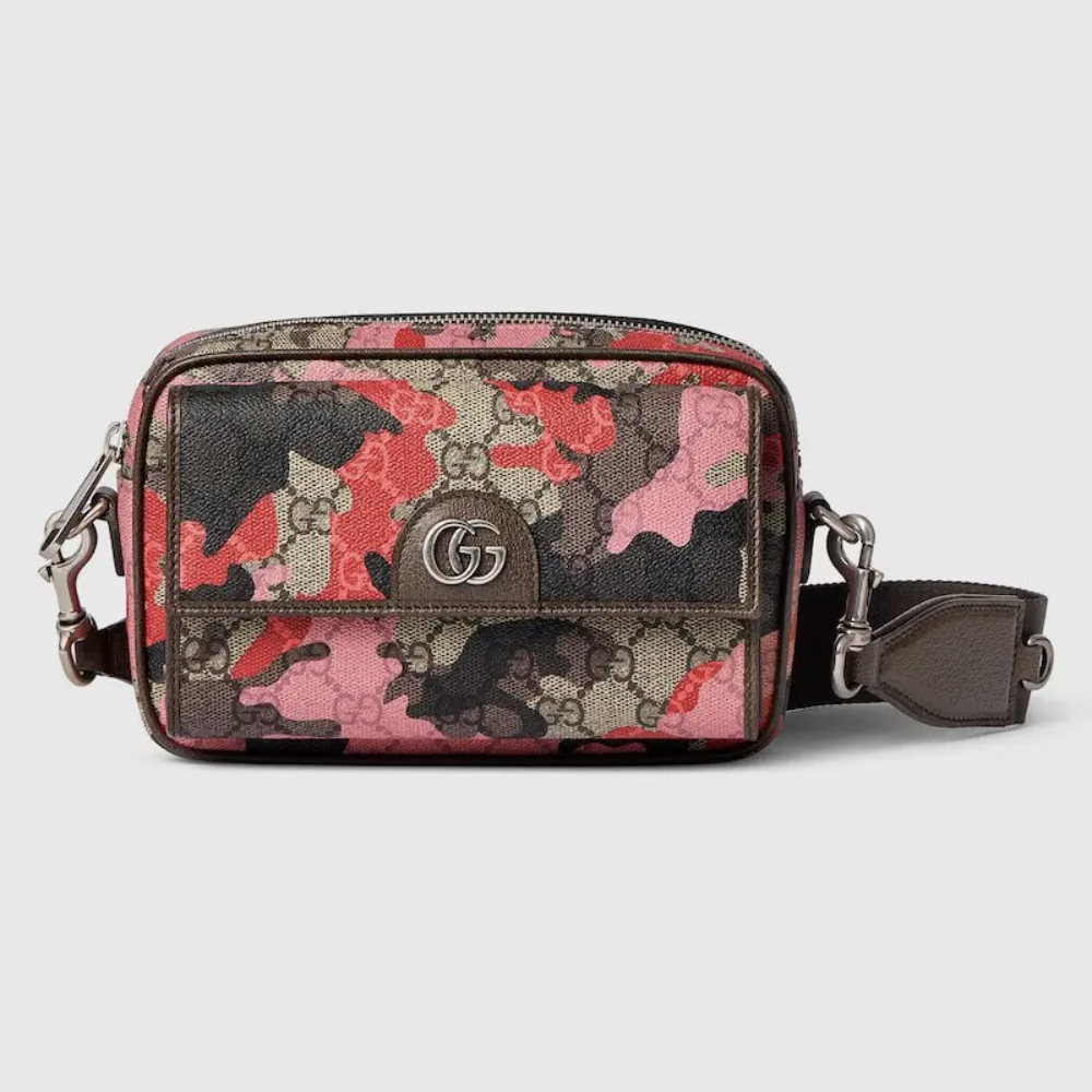 7232 - Gucci GG Coated Canvas Crossbody - Red Camo