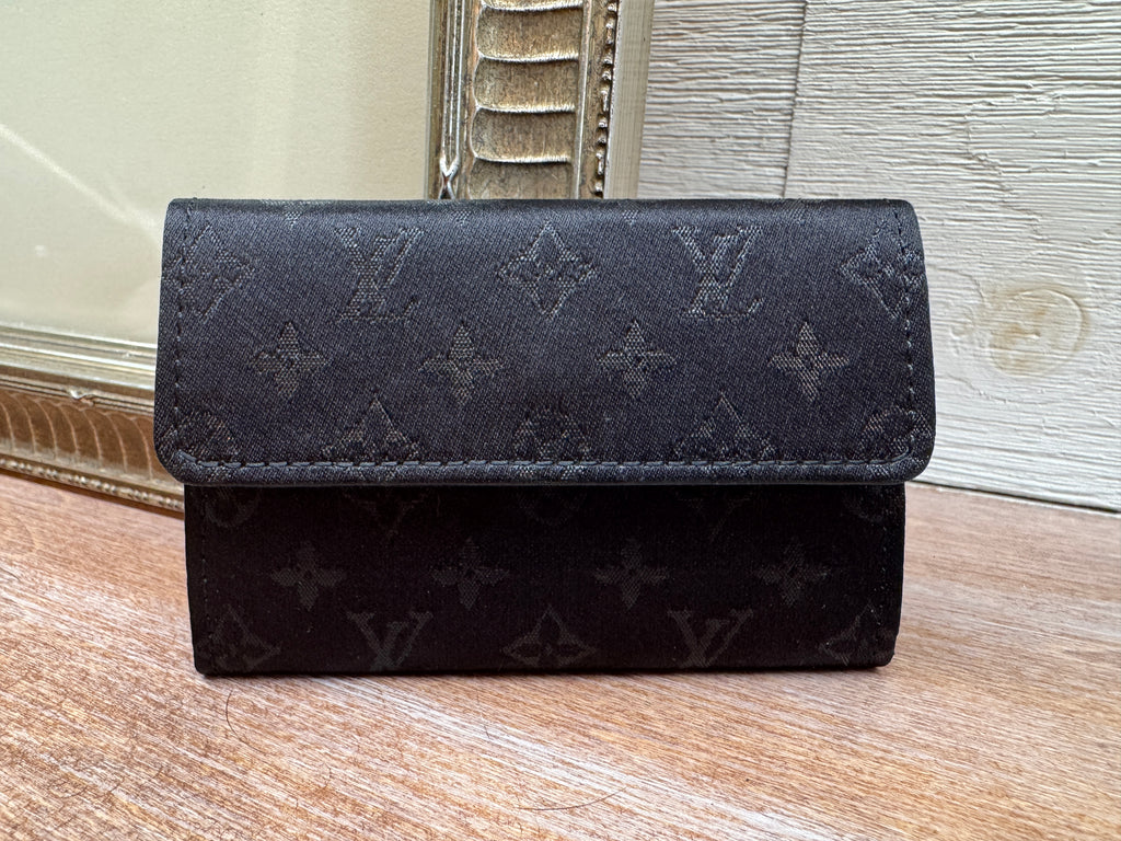 6563 - Louis Vuitton Satin Porte Monnaie Card Wallet Coin Case - Noir