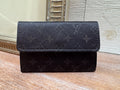 6563 - Louis Vuitton Satin Porte Monnaie Card Wallet Coin Case - Noir