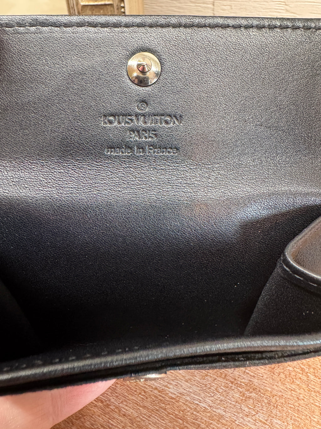 6563 - Louis Vuitton Satin Porte Monnaie Card Wallet Coin Case - Noir