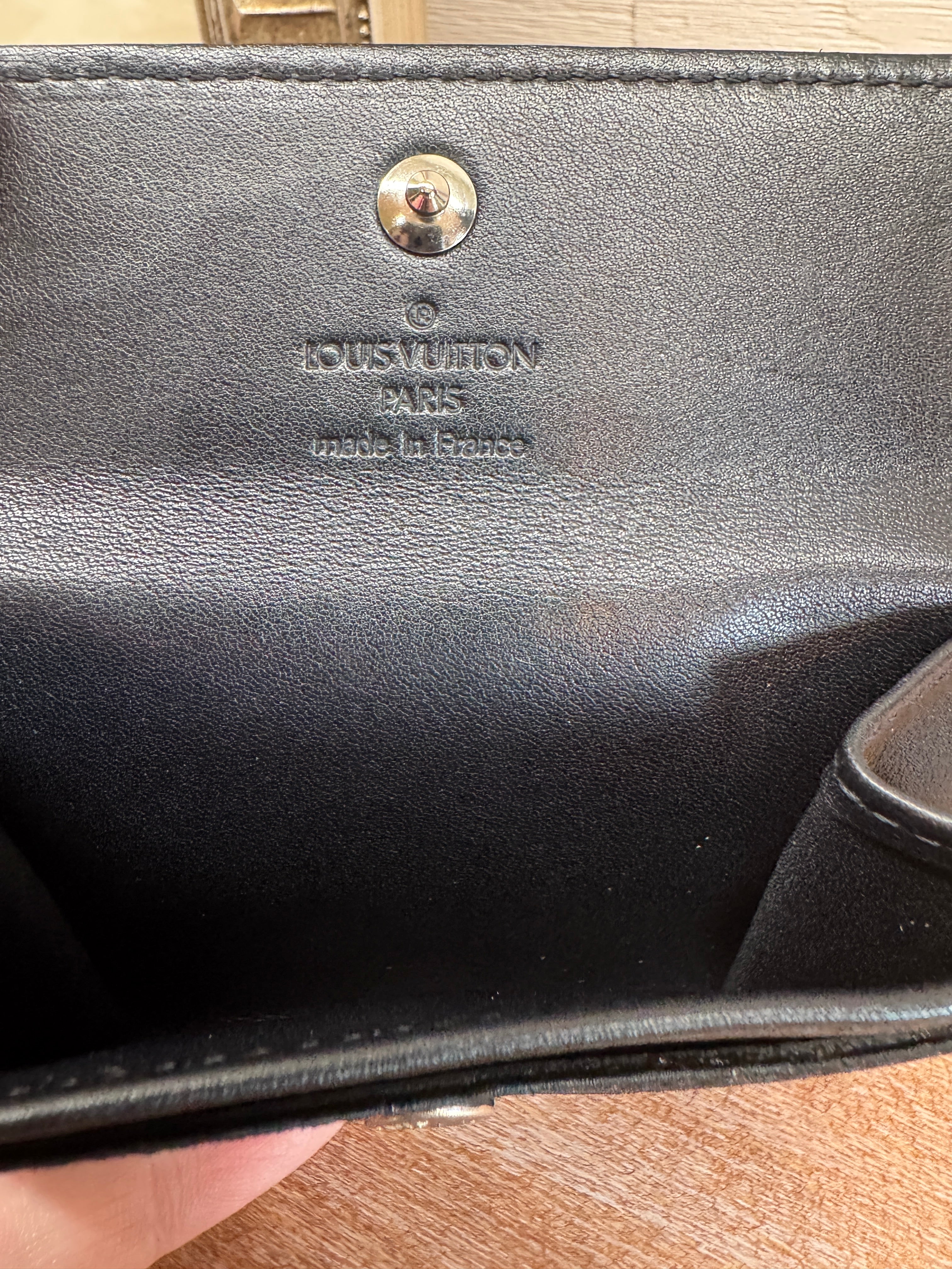 6563 - Louis Vuitton Satin Porte Monnaie Card Wallet Coin Case - Noir