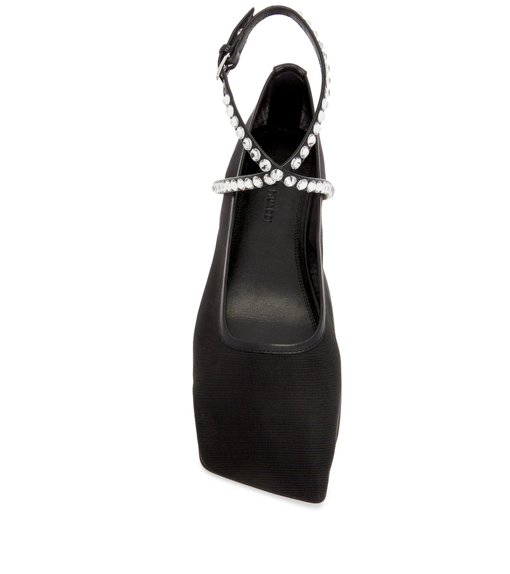 AMINA MUADDI Ane Mesh Crystal Flat in Black - Size 39 - NIB