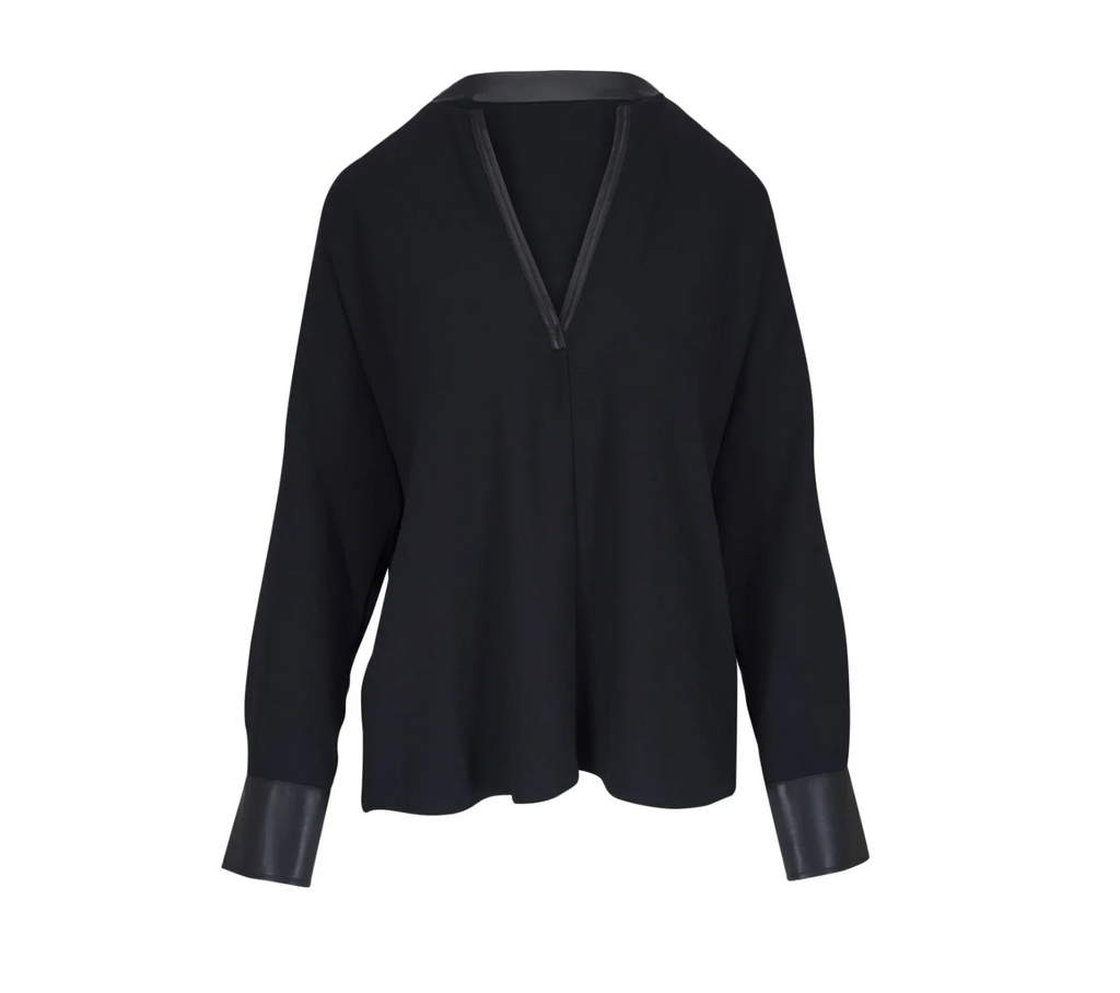 5775 - Vince Leather Trim Dolman Top - Size XXS -NWT - Retail $365